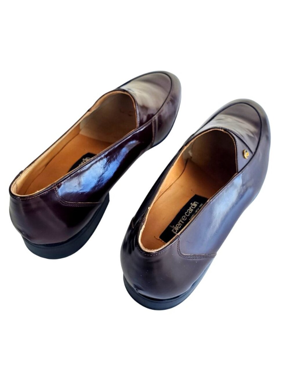 Vintage 1970s Pierre Cardin Brown Patent Leather Loafers Sz 8/9.5 - Picture 12 of 12